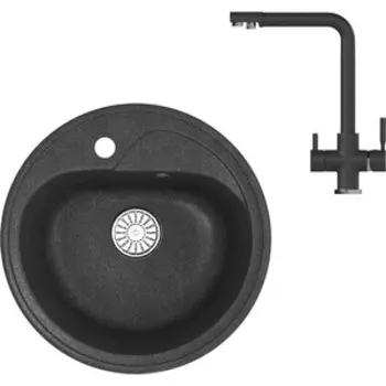 Кухонная мойка и смеситель Mixline ML-GM10 антрацит 343