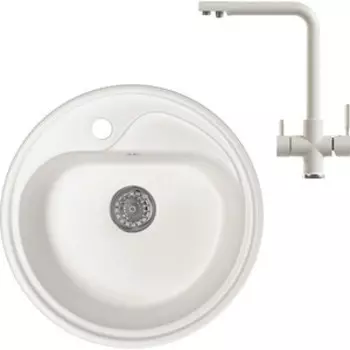 Кухонная мойка и смеситель Mixline ML-GM10 белая 331