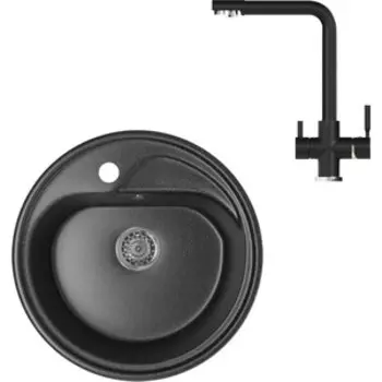 Кухонная мойка и смеситель Mixline ML-GM10 черная 308