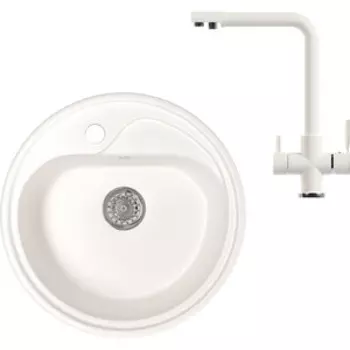 Кухонная мойка и смеситель Mixline ML-GM10 молоко 341