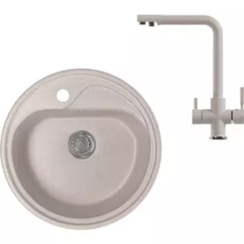 Кухонная мойка и смеситель Mixline ML-GM10 песочная 302
