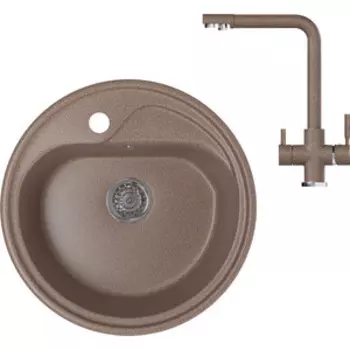 Кухонная мойка и смеситель Mixline ML-GM10 терракотовая 307