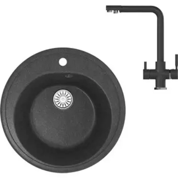 Кухонная мойка и смеситель Mixline ML-GM11 антрацит 343