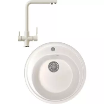 Кухонная мойка и смеситель Mixline ML-GM11 белая 331