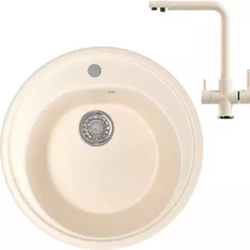 Кухонная мойка и смеситель Mixline ML-GM11 бежевая 328