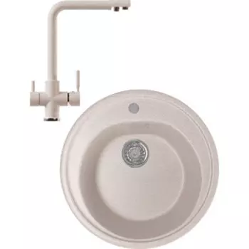 Кухонная мойка и смеситель Mixline ML-GM11 песочная 302