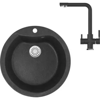 Кухонная мойка и смеситель Mixline ML-GM12 антрацит 343