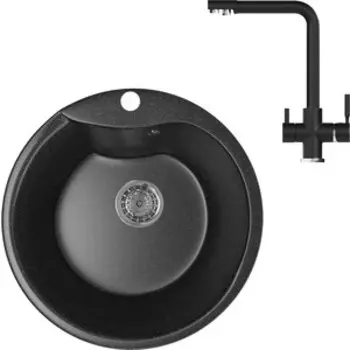 Кухонная мойка и смеситель Mixline ML-GM12 черная 308