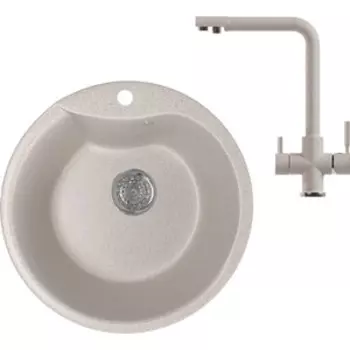 Кухонная мойка и смеситель Mixline ML-GM12 песочная 302