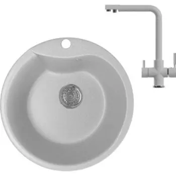 Кухонная мойка и смеситель Mixline ML-GM12 серая 310