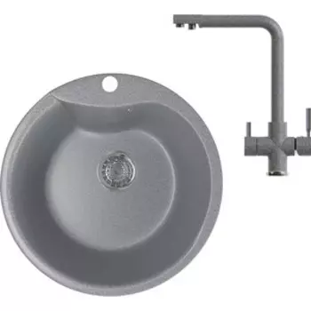 Кухонная мойка и смеситель Mixline ML-GM12 темно-серая 309