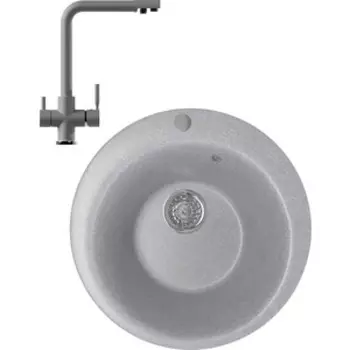 Кухонная мойка и смеситель Mixline ML-GM13 49,5х49,5 графит 342 (4620031445517, 547933)