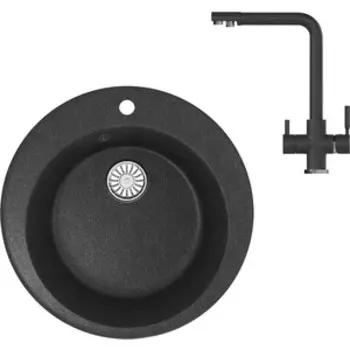 Кухонная мойка и смеситель Mixline ML-GM13 антрацит 343