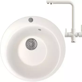 Кухонная мойка и смеситель Mixline ML-GM13 белая 331