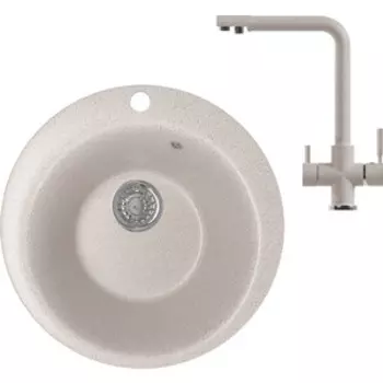 Кухонная мойка и смеситель Mixline ML-GM13 песочная 302