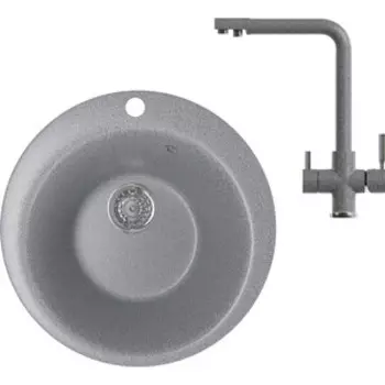 Кухонная мойка и смеситель Mixline ML-GM13 темно-серая 309