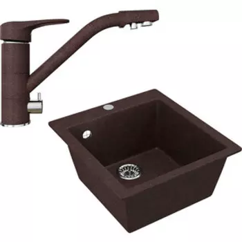 Кухонная мойка и смеситель Mixline ML-GM14 40х50 шоколад 345 (4660105233152, 4660105234128)