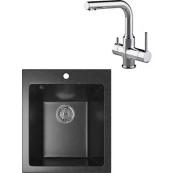 Кухонная мойка и смеситель Mixline ML-GM14 черная 308 (4630030633556, LM3061C)