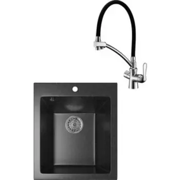 Кухонная мойка и смеситель Mixline ML-GM14 черная 308 (4630030633556, LM3070C)