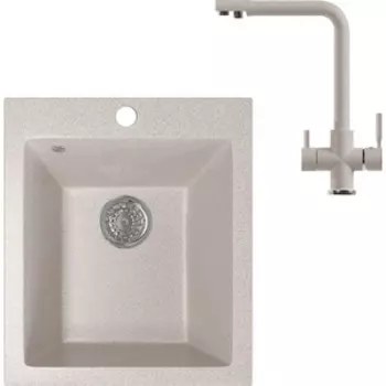 Кухонная мойка и смеситель Mixline ML-GM14 песочная 302