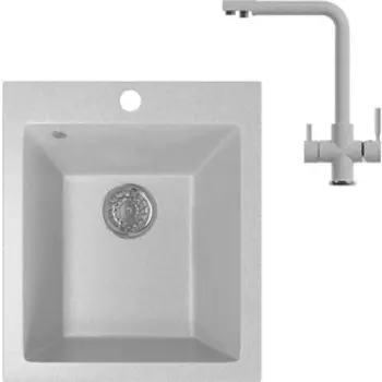 Кухонная мойка и смеситель Mixline ML-GM14 серая 310