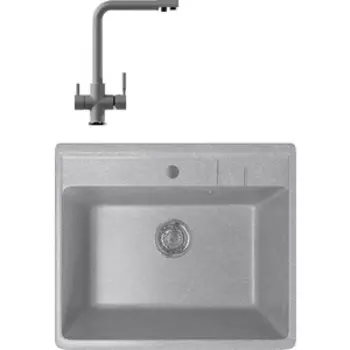 Кухонная мойка и смеситель Mixline ML-GM15 55x49 графит 342 (4620031445579, 547933)