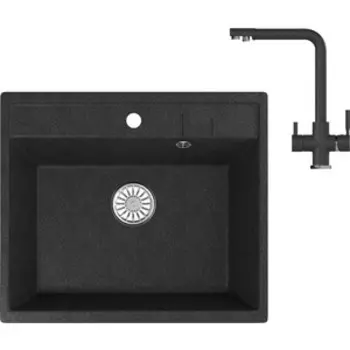 Кухонная мойка и смеситель Mixline ML-GM15 антрацит 343