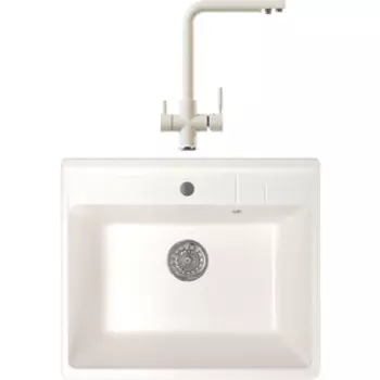 Кухонная мойка и смеситель Mixline ML-GM15 белая 331