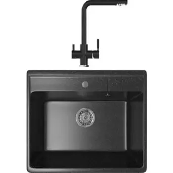 Кухонная мойка и смеситель Mixline ML-GM15 черная 308