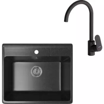 Кухонная мойка и смеситель Mixline ML-GM15 черная 308 (4630030633792, F8007122)