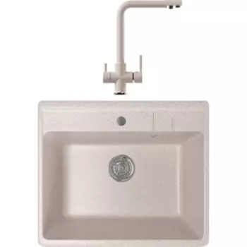 Кухонная мойка и смеситель Mixline ML-GM15 песочная 302