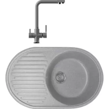 Кухонная мойка и смеситель Mixline ML-GM16 72x45,5 графит 342 (4620031445609, 547933)