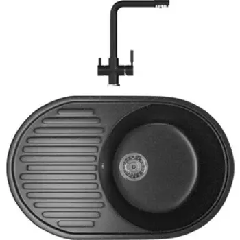 Кухонная мойка и смеситель Mixline ML-GM16 черная 308