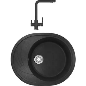 Кухонная мойка и смеситель Mixline ML-GM17 антрацит 343