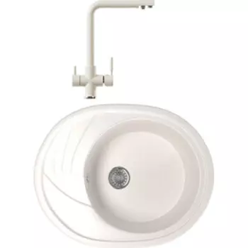 Кухонная мойка и смеситель Mixline ML-GM17 белая 331