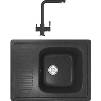 Кухонная мойка и смеситель Mixline ML-GM18 антрацит 343
