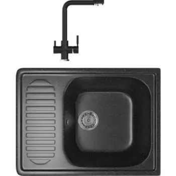 Кухонная мойка и смеситель Mixline ML-GM18 черная 308