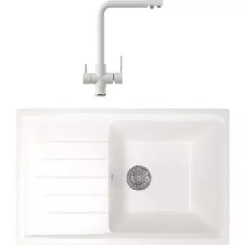 Кухонная мойка и смеситель Mixline ML-GM19 белая 331