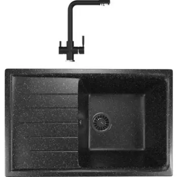 Кухонная мойка и смеситель Mixline ML-GM19 черная 308