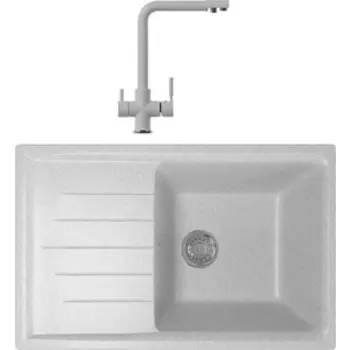 Кухонная мойка и смеситель Mixline ML-GM19 серая 310
