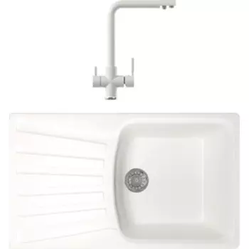 Кухонная мойка и смеситель Mixline ML-GM20 белая 331