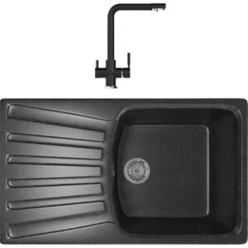 Кухонная мойка и смеситель Mixline ML-GM20 черная 308