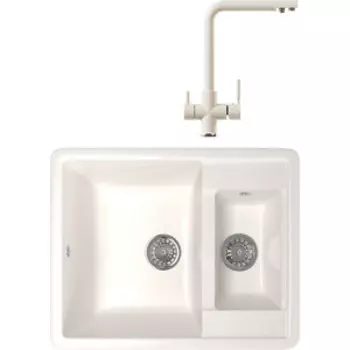 Кухонная мойка и смеситель Mixline ML-GM21 белая 331