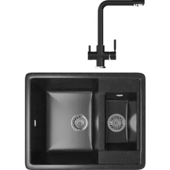 Кухонная мойка и смеситель Mixline ML-GM21 черная 308