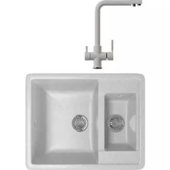 Кухонная мойка и смеситель Mixline ML-GM21 серая 310