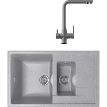 Кухонная мойка и смеситель Mixline ML-GM22 77x49,5 графит 342 (4620031445784, 547933)