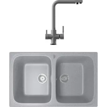Кухонная мойка и смеситель Mixline ML-GM23 77,5x49,5 графит 342 (4620031445814, 547933)