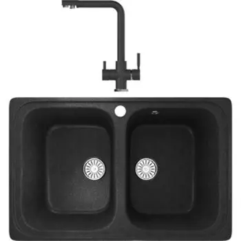 Кухонная мойка и смеситель Mixline ML-GM23 антрацит 343
