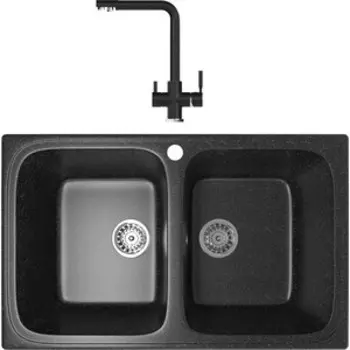 Кухонная мойка и смеситель Mixline ML-GM23 черная 308