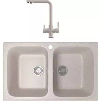Кухонная мойка и смеситель Mixline ML-GM23 песочная 302